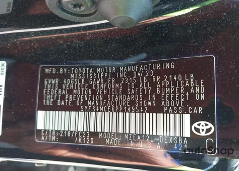 2023 Toyota Corolla Se from USA, damaged, VIN 5YFS4MCE6PP149542